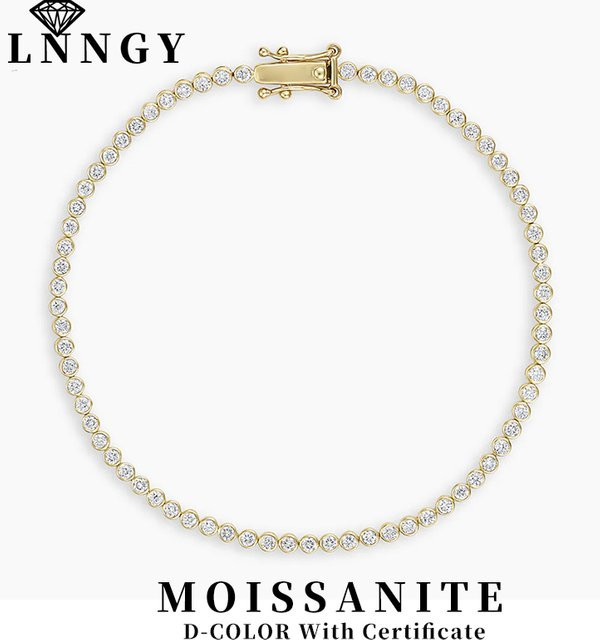 Lnngy Tennisarmband, Moissanit, 14K Gold gefüllt, Damen - Bild 1