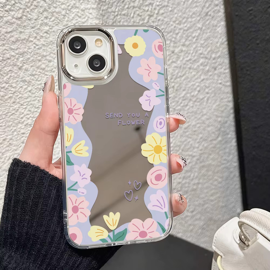Luxus Blumen Make-up Spiegel Handyhülle für iPhone 17 Pro Max, 16, 15, 14, 13, 12, 11 und Air in Multicolour - Bild 2