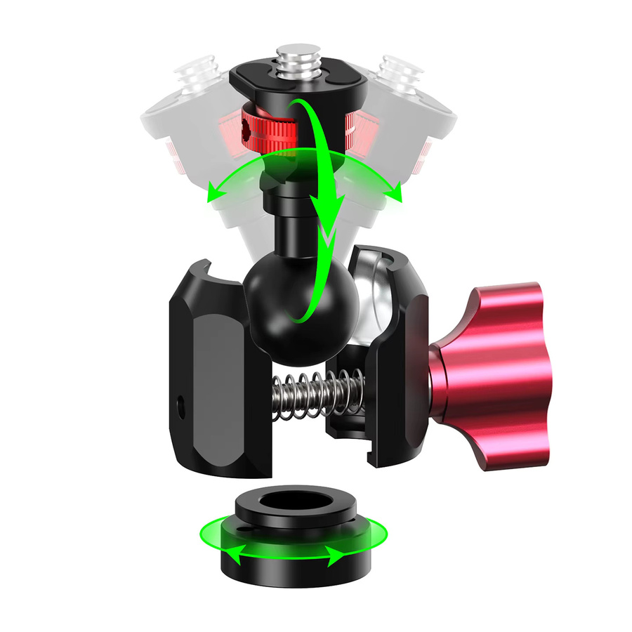 FEICHAO Mini-Kugelkopfklemme aus Aluminium in Schwarz mit 17mm Kugelkopf und 360° Drehung für Motorrad und Fahrrad, Tragfähigkeit 2kg - Bild 2