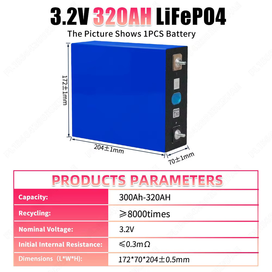 PWOD LiFePO4-Batterie 320Ah 3,2V Klasse A Lithium-Eisenphosphat-Zelle für Heimenergiespeicher - Bild 6