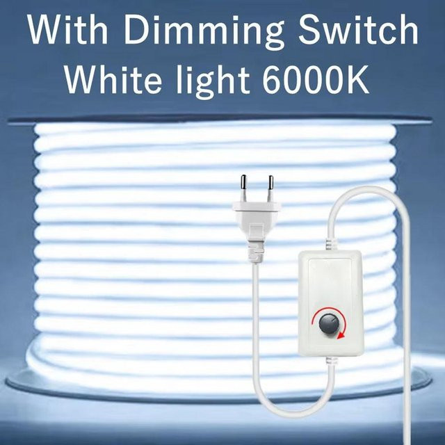 GuangZhouZhenqin COB LED-Streifen Wasserdicht mit Linse und Dimmer, kühle weiße Farbe, 220V mit EU-Stecker, 28m Länge - Bild 1
