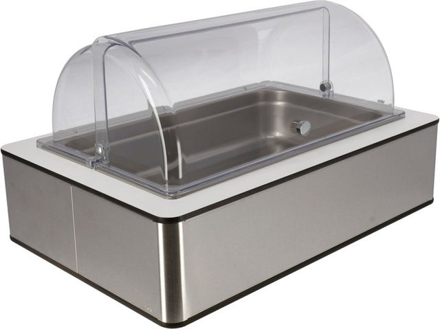 VEGA Buffetvitrine Fundale hoch aus Edelstahl in Weiß und Transparent, GN 1/1, B: 63 cm, T: 42,5 cm, H: 33,9 cm - Bild 1