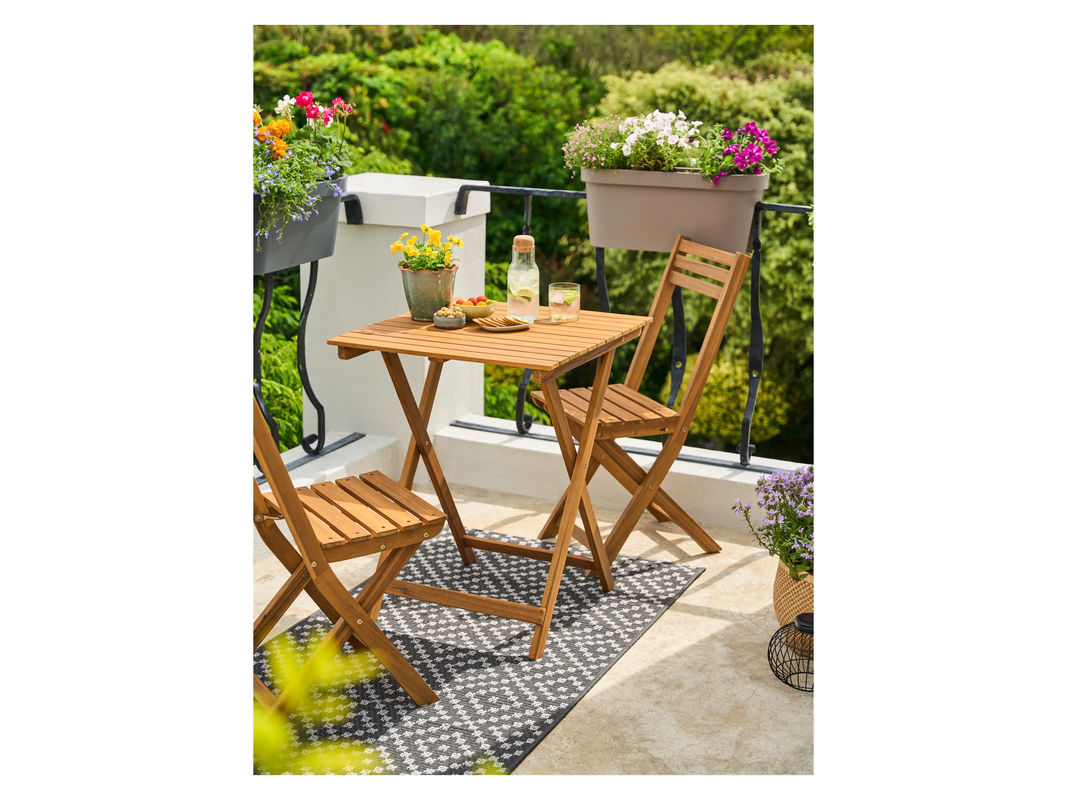 LIVARNO Balkon-Set Sevilla, 3-teilig aus geöltem Akazienholz und Stahl, braun - Bild 2