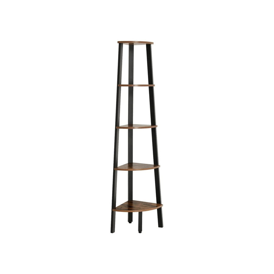 Vasagle Eckregal mit 5 Ebenen im Industrial-Design aus Stahlrahmen, Braun-Schwarz, B/T/H: 37,2 x 37,2 x 158,8 cm - Bild 2