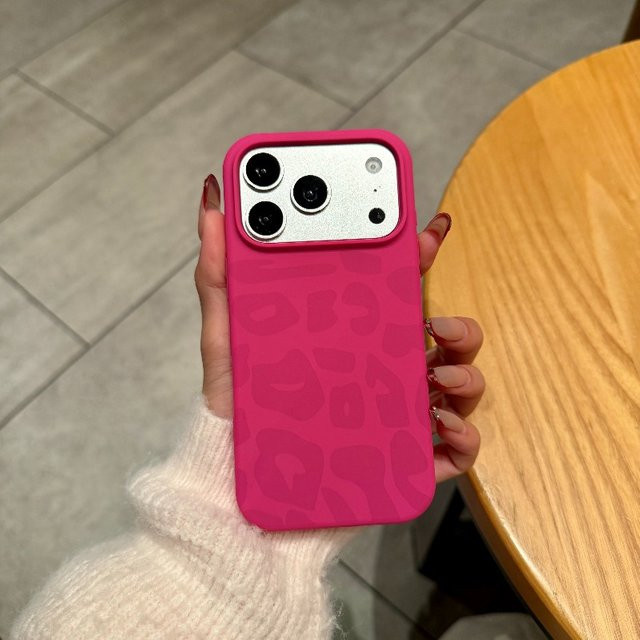 Jinitaimeik Silikon Schutzhülle mit Leopardenmuster für iPhone 11 bis iPhone 17 Pro Max in Rot und Pink - Bild 1