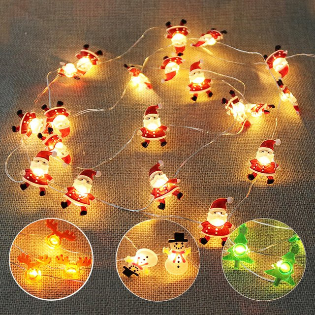 Cyuan Weihnachts-Lichterkette mit Santa Claus und Schneeflocken, warmweiß, Länge: 200 cm - Bild 1