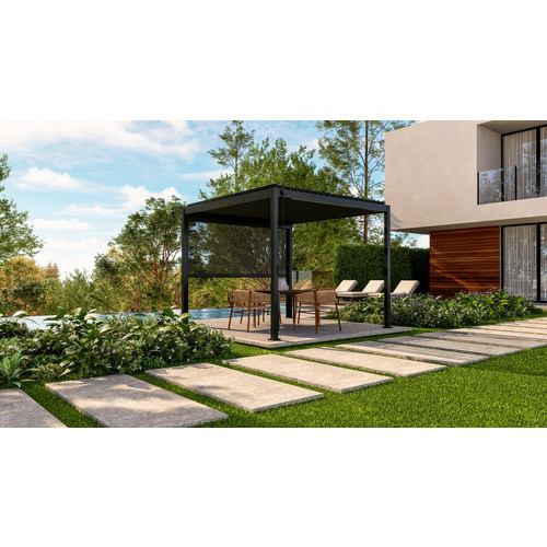 Mr. GARDENER Pergola Classic 111 aus Aluminium und Stahl in Schwarz und Anthrazit, B: 301,25 cm, T: 301,24 cm, H: 250,0 cm - Bild 2