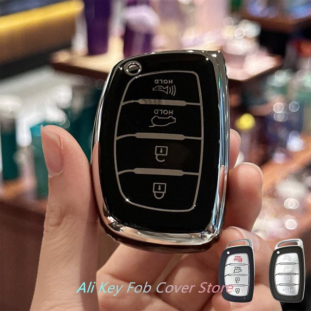 Schlüsselanhänger-Abdeckung mit Schlüsselband für Hyundai Elantra Ioniq Sonata Tucson Elantra GT Smart Key Case in Schwarz - Bild 1