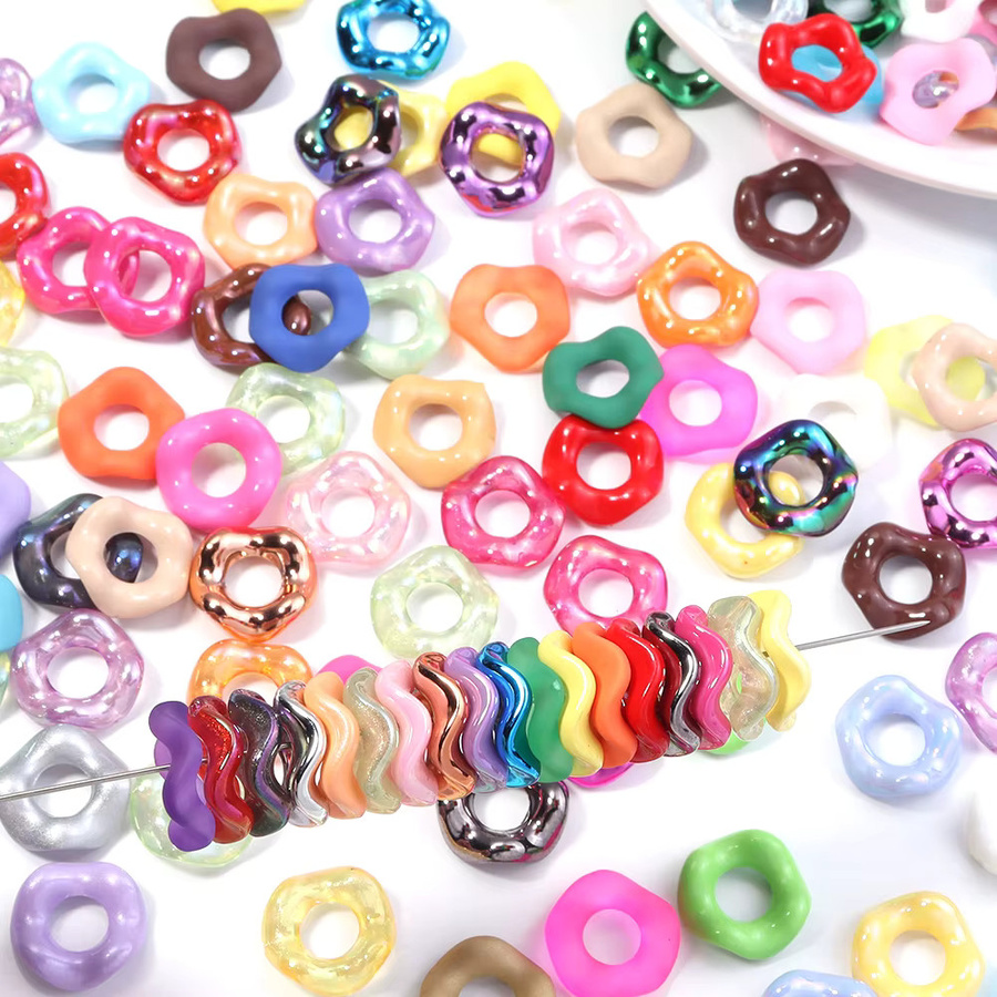 lingsai Spacer-Perlen Acryl, Donut-Form, Bunt, 16 mm - Bild 3