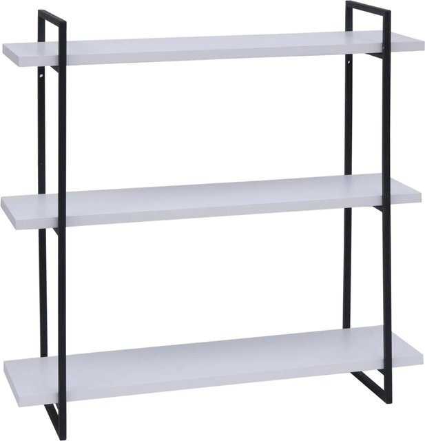 BERLINLODGE Wandregal im Industrial Design aus Paulowniaholz und Eisen, Weiß, B/T/H: 60 x 18 x 60 cm - Bild 1