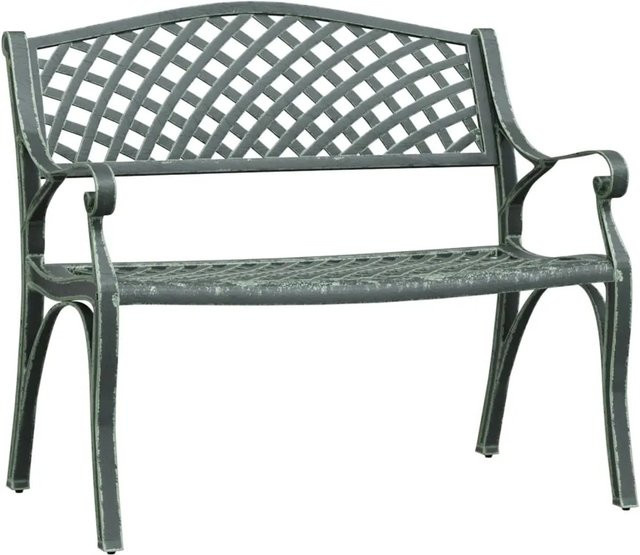 furnicato Gartenbank aus Aluminiumguss in Grün mit Blumenmuster, Breite: 102 cm - Bild 1