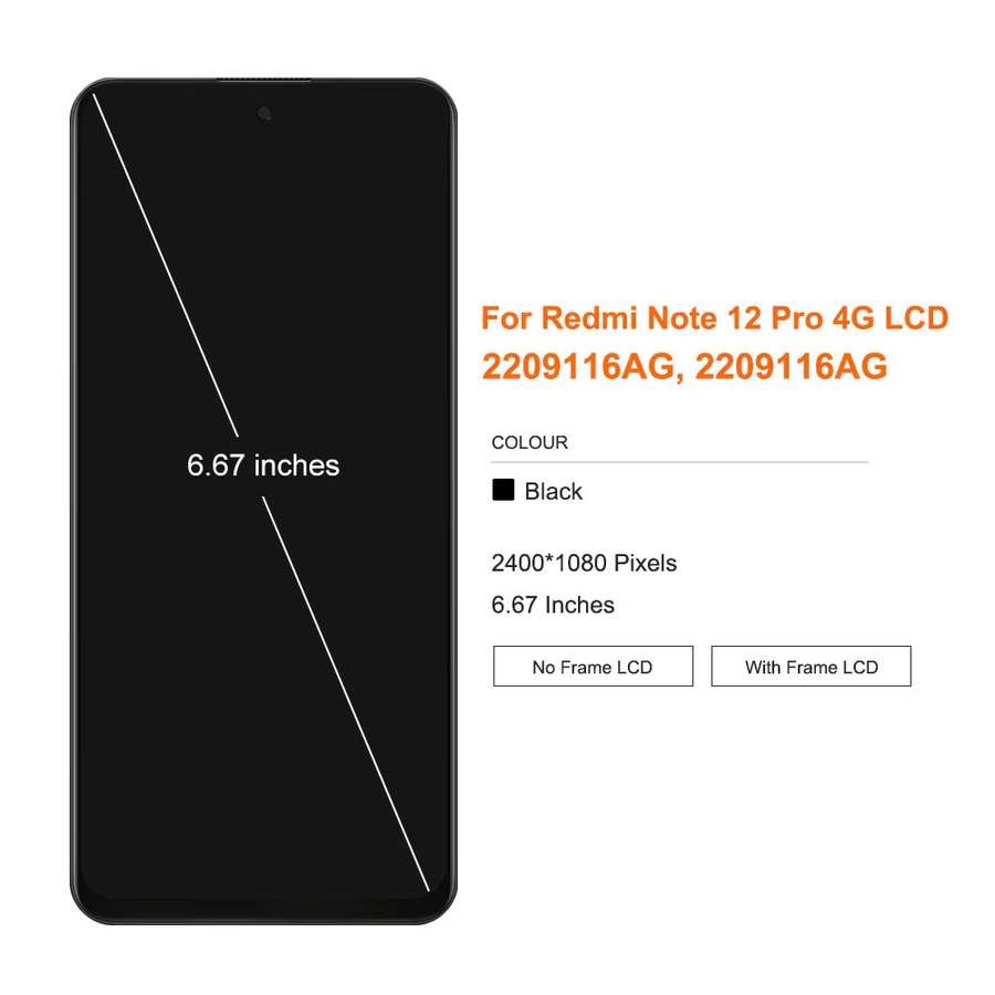 Xiaomi Redmi Note 12 Pro 4G Super AMOLED LCD Display mit Touchscreen Digitizer Montage Ersatz in Schwarz - Bild 3