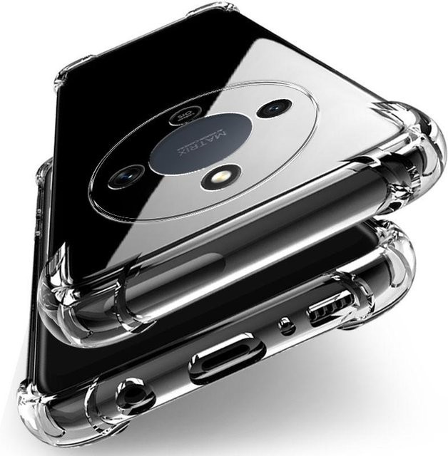 Stoßfeste Silikonhülle für Honor Magic8 Lite 5G in Transparent/Grau - Bild 1