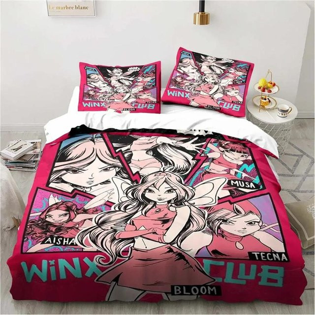 Winx Anime Kawaii Bettwäsche Set aus Mikrofaser, Mehrfarbig, B/H: 175 x 220 cm - Bild 1