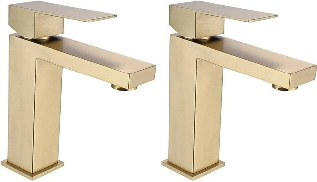 Vente-unique Waschtischarmatur Canilas Einhebelmischer aus Edelstahl in Gold, Höhe: 15,3 cm - Bild 1
