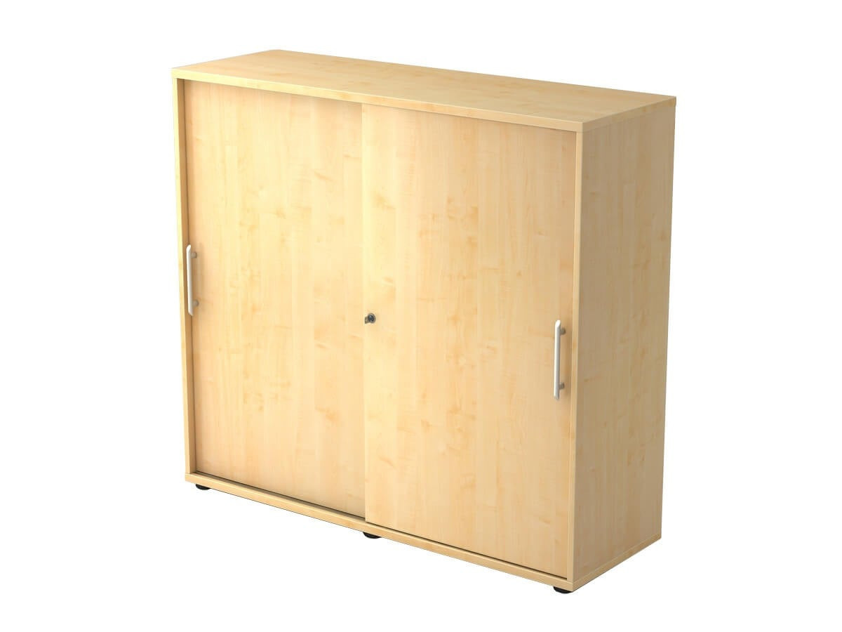 BIGBOXX Schiebetürenschrank aus Holz und Metall in Beige mit Schloss für das Büro oder Archiv - Bild 1