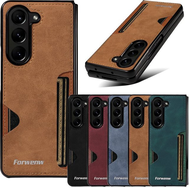 Leder-Handtasche für Samsung Galaxy Z Fold 7 6 5 4 3 mit Kartenfächern in Schwarz - Bild 1