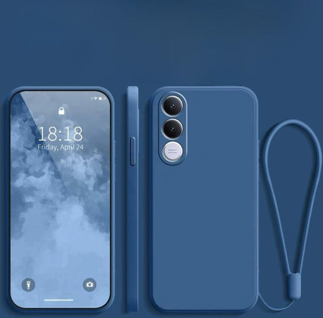 VIVO V70 FE 5G Kamera Schutzhülle aus TPU und Flüssigsilikon, stoßfeste Abdeckung mit Lanyard, Farbe: Grau - Bild 1