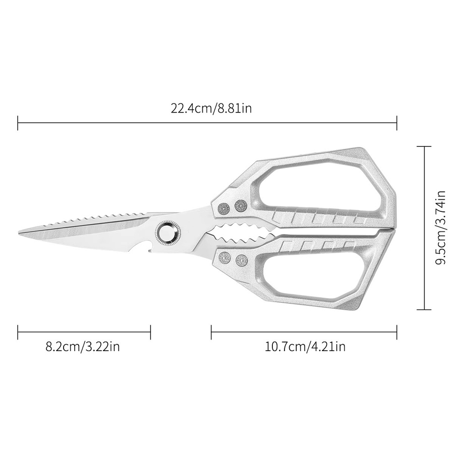 SHENJIU Edelstahl-Küchenschere in Silber für Fleisch, Fisch und Geflügel - Bild 6