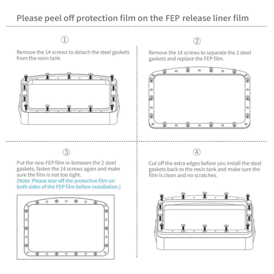 ELEGOO FEP-Release-Filme für UV-Harz 3D-Drucker, 5 Stück, transparent, B: 29 cm, T: 19,5 cm, H: 0,15 cm, passend für Saturn 3 Series, Saturn 4 Series und Saturn 2 Series - Bild 3
