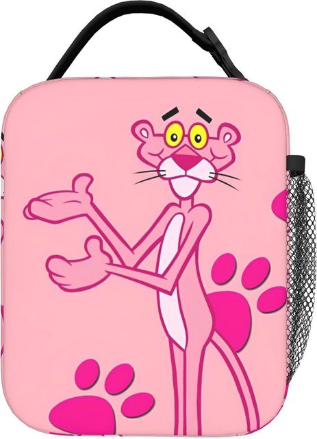 Bandai Pink Panther Kühltasche mit Streifenmuster in Pink, isolierte Lunchtasche für Büro und Reise - Bild 1