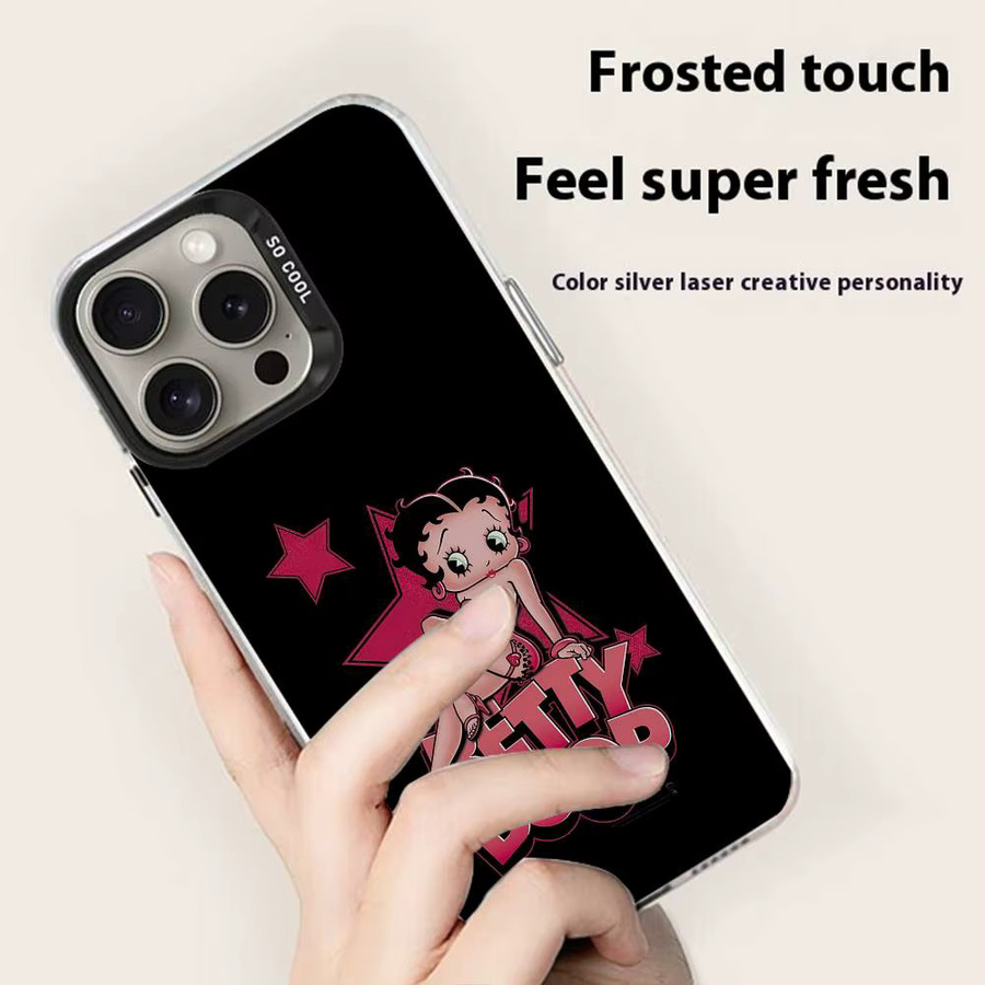 Betty Boop Handyhülle für iPhone 11-16 in Transparent und Schwarz mit Farbwechsel-Effekt aus schützendem TPU - Bild 2
