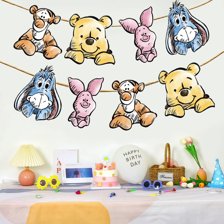 Disney Winnie Puuh Party-Banner aus Papier für Babypartys und Geburtstage, mehrfarbig und gelb - Bild 2