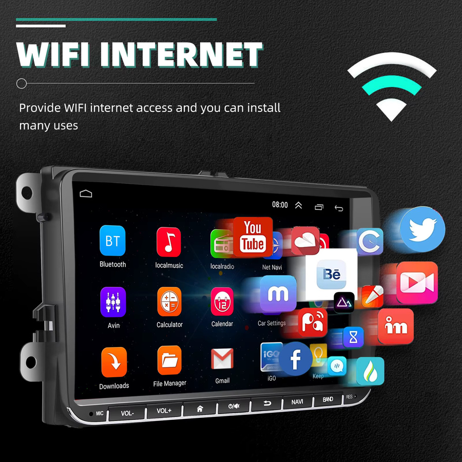 ESSGOO Android 15 Autoradio mit GPS und WiFi für Volkswagen Passat B6 B7 Golf 5 6 Polo Jetta und Skoda in Schwarz - Bild 3