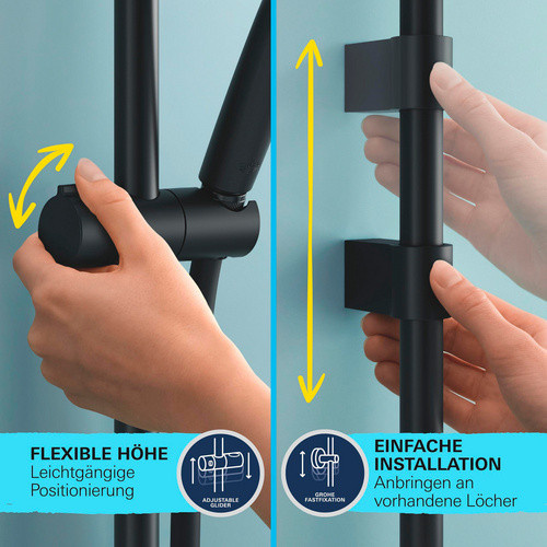 Grohe Brausegarnitur Vitalio Start 110 in Schwarz Matt mit Handbrause und 2 Strahlarten Rain und Jet - Bild 2
