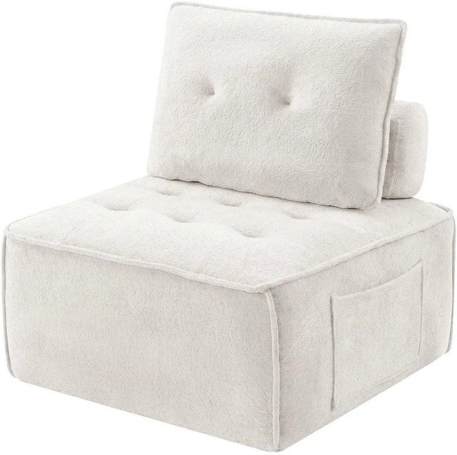GLP Sofamodul Teddyfleece Bodensofa in Cremeweiß B/T/H: 84 x 84 x 42 cm - Bild 1