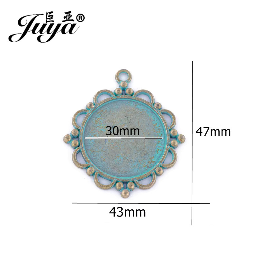 JUYA Halskette Anhänger Basis Tray Lünette, Zink-legierung, Alte Bronze, 30mm - Bild 2