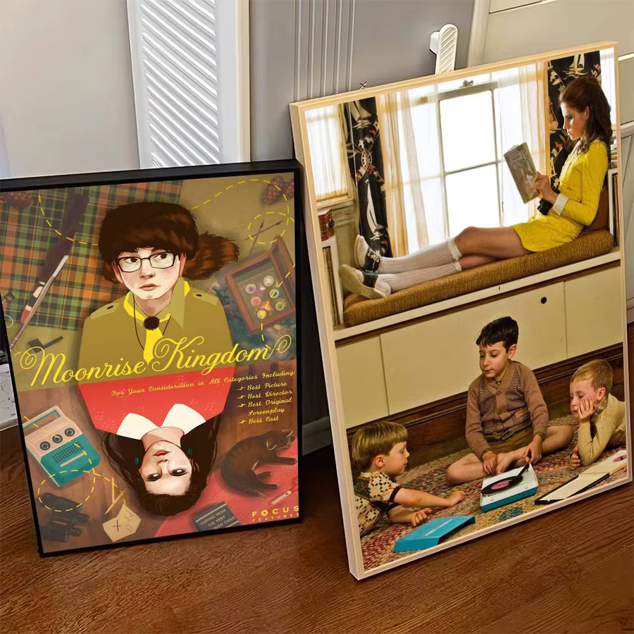 Kayou Moonrise Kingdom Poster, selbstklebender und wasserfester Kunstdruck aus Papier in Mehrfarben, Wanddekoration im Retro-Stil, B: 20,0 cm, H: 15,0 cm - Bild 3