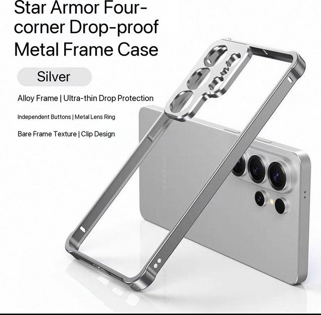 xing kai jiao Stoßfeste Handyhülle aus Aluminiumlegierung mit Linsenschutz für Samsung Galaxy S26 Ultra, S26 Plus und S26 in Silber - Bild 1