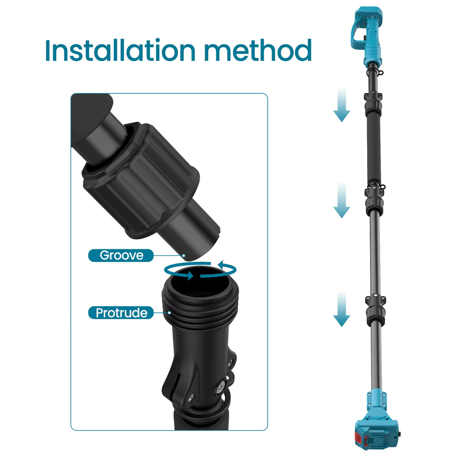 Makita LXT Teleskop-Verlängerungsstange aus Aluminium für 18V-Kettensäge, 2m Gartenschere mit 5-Winkel-Verstellung und rutschfestem Griff, Silber - Bild 4