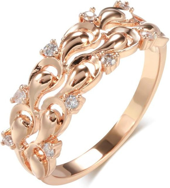 KineL Ring, Kupfer, Roségold, Kristall, Zirkonia, Damen, Vintage - Bild 1