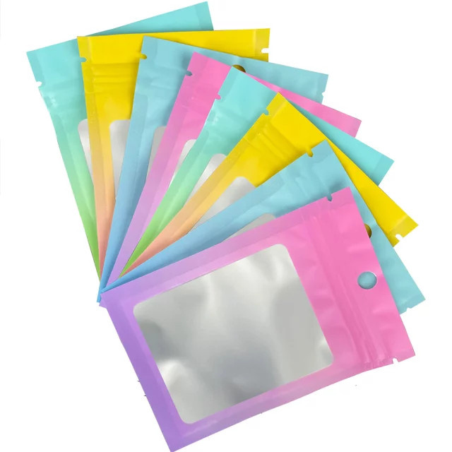 100 Stück transparente Mini-Schmuckverpackungsbeutel aus Kunststoff mit Druckverschluss in Pink, Purple und Multicolour - Bild 1