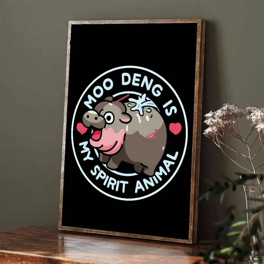 Kawaii Baby Hippo Moo Deng Poster Aufkleber Wanddeko in Multicolor - Bild 4