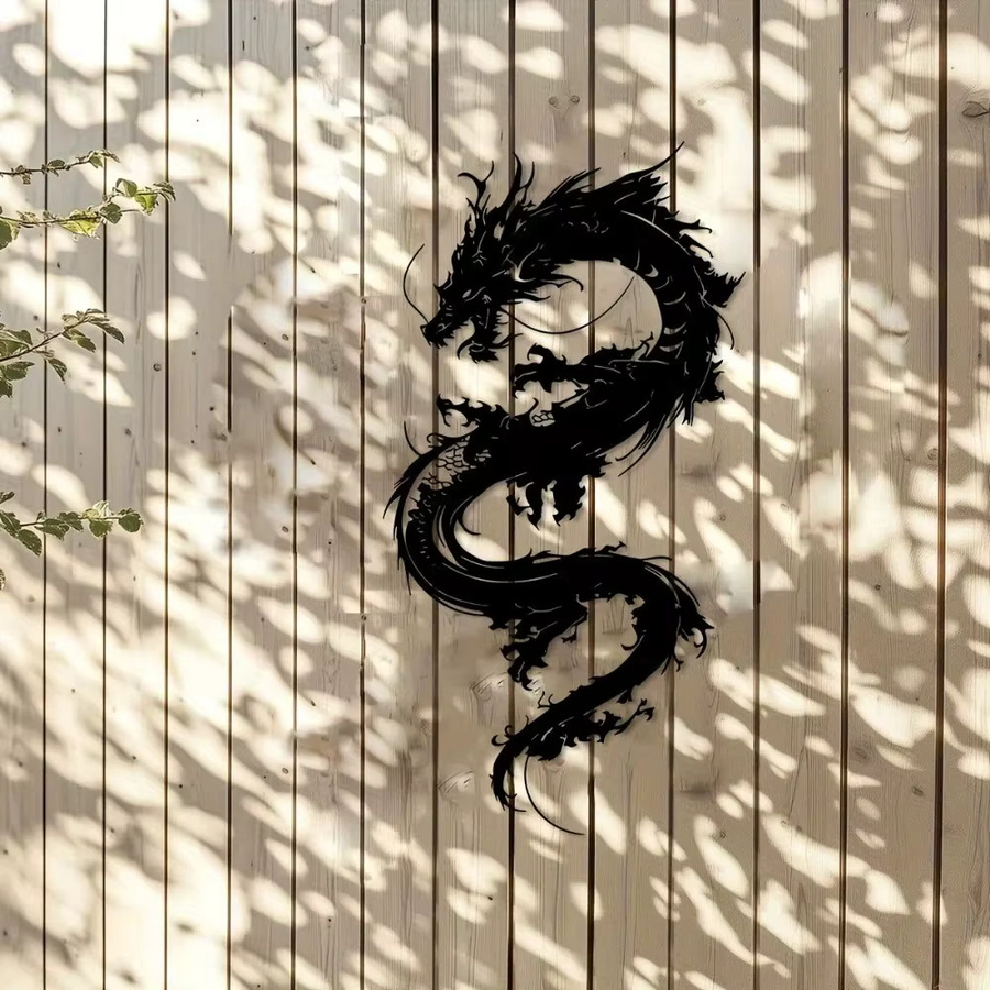 CIFBUY Orientalische Drachen Metall-Wandkunst als große Eisenskulptur in Schwarz für die Dekoration von Heim und Garten - Bild 5