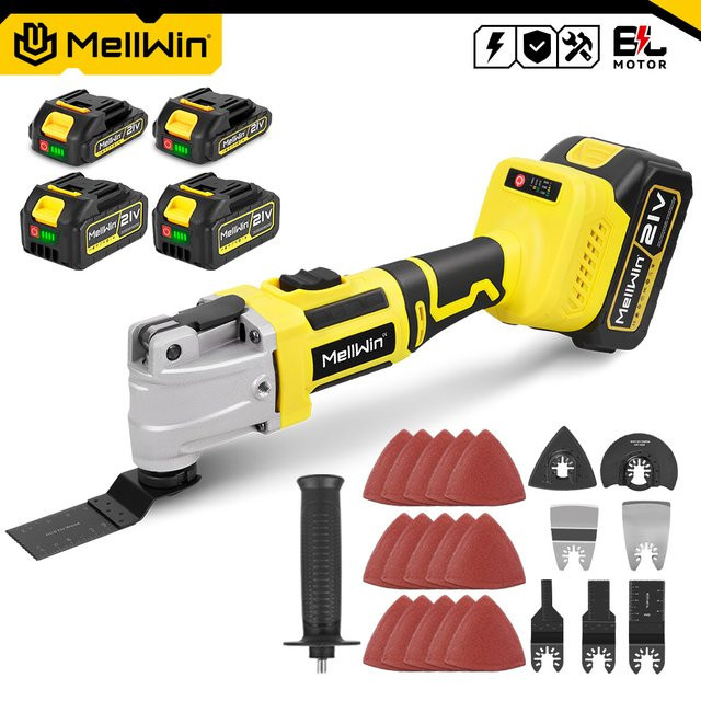 MELLWIN Bürstenloses oszillierendes Multifunktionswerkzeug mit 6 + 3 Gängen als Elektrosäge und Trimmer für Makita 18V Akku - Bild 1