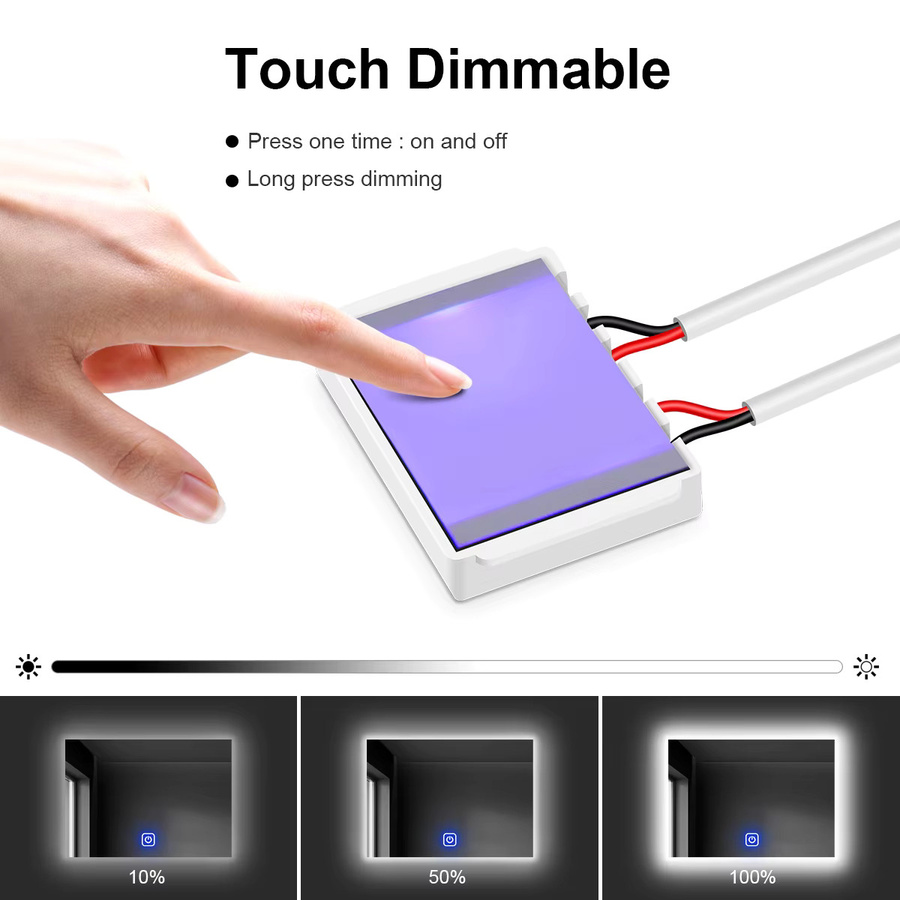 CHNAITEKE 12V COB LED Streifen mit Touch Sensor und Dimmfunktion in Weiß für Badezimmer und Schminktisch - Bild 3