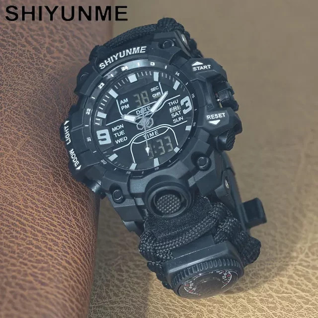 SHIYUNME Armbanduhr, Quarz, Kompass, Thermometer, Schwarz, Herren - Bild 1