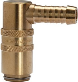 Riegler Temperierkupplung DN 6 mit Absperrventil und 90° Tülle aus Messing in Gold - Bild 1