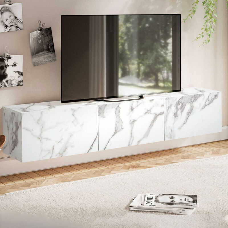 Wohnling Lowboard modern in Weiß mit Marmor-Optik, B/H/T: 160 x 30 x 30 cm - Bild 2