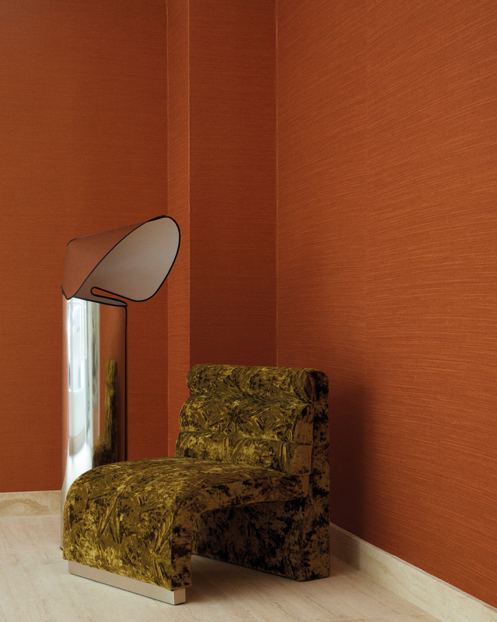 Nobilis Wallpaper Seta STA16 Tapete in Orange mit abstraktem Textil-Design und Glamour-Effekt - Bild 1