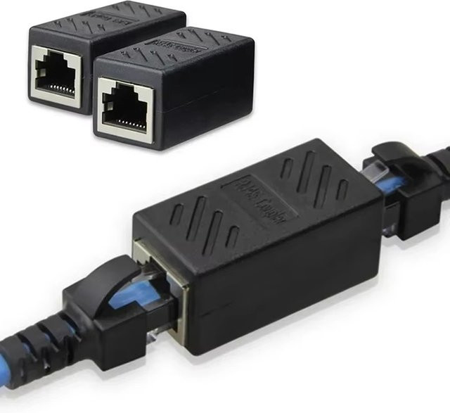 KAFNHCKA RJ45-Adapter Ethernet-Kabel-Verlängerungskupplung Buchse-zu-Buchse für Cat7 Cat6 Cat5 Netzwerkkabel, Schwarz - Bild 1