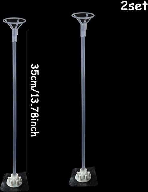 Set aus 2 oder 4 Ballonständern für den Tisch mit Tüll-Dekoration in Grau und Transparent, Höhe: 35 cm - Bild 1