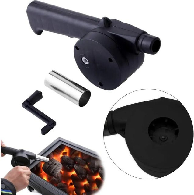 DUTRIEUX Tragbares Handkurbel BBQ Grill Luftgebläse mit Geschwindigkeitsregelung in Schwarz für Outdoor Camping und Holzkohlegrills - Bild 1