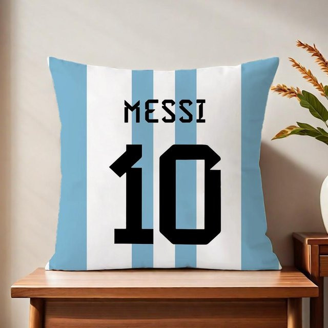 JMG Clothing Kissenbezug mit Messi Druck in Blau, B/B: 50 x 50 cm - Bild 1