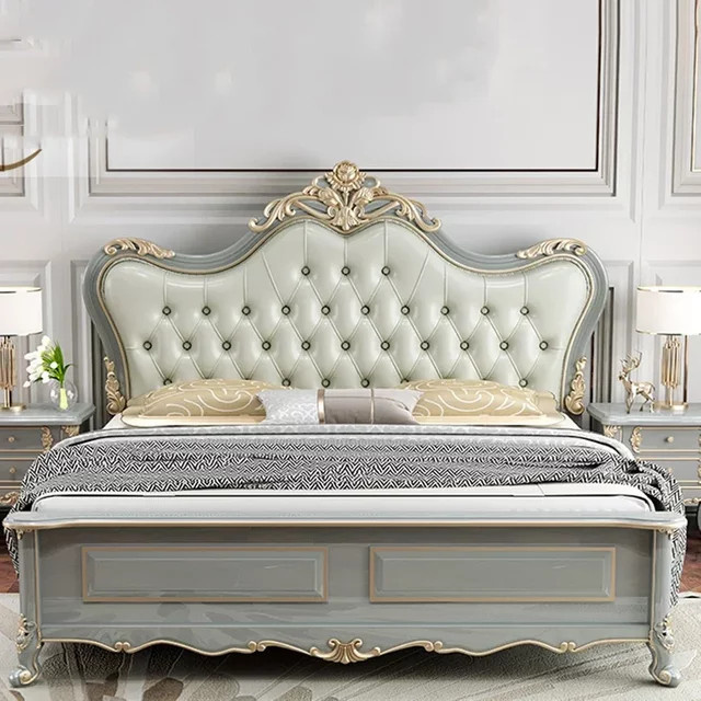 DUTRIEUX Vintage Schlafzimmerbett aus Massivholz im nordischen Design mit Holz-Kopfteil - Bild 1