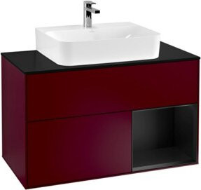 V&B Waschtischunterschrank Finion 100 mit Wandbeleuchtung in Blau Matt Glänzend, B/T/H: 100 x 50,1 x 50,1 cm - Bild 1